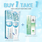 【FDA APPROVED SCoban teeth Whitening toothpaste Hyaluronic Acid Dual-Effect and Scoban mouth spray Fresh Breath