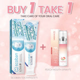 【FDA APPROVED SCoban teeth Whitening toothpaste Hyaluronic Acid Dual-Effect and Scoban mouth spray Fresh Breath